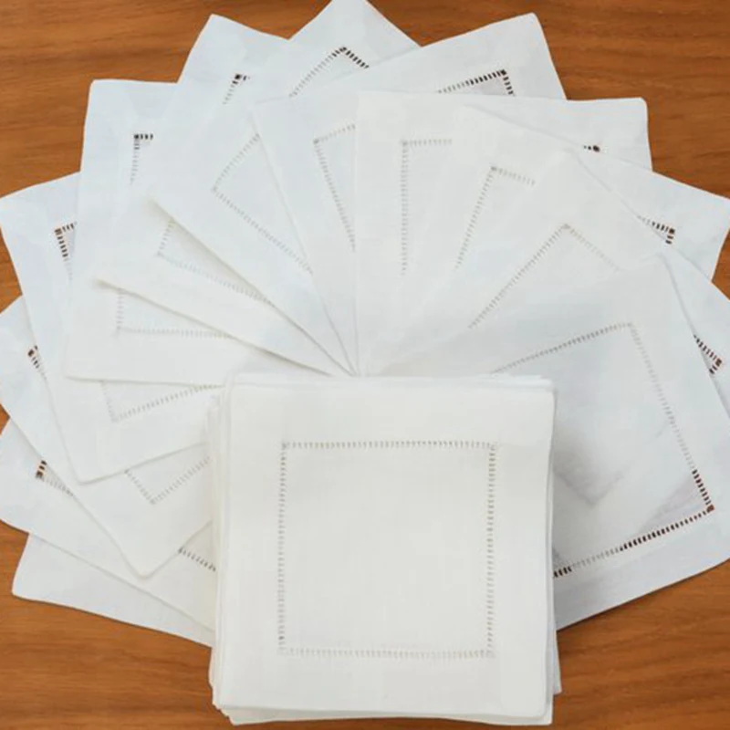 Serviette de table à ourlet ajouré en coton brodé – Image 2
