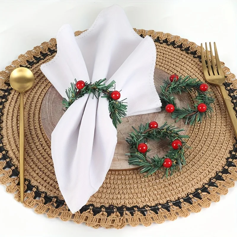Ronds de serviettes de Noël couronne