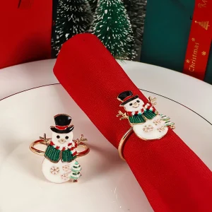 Ronds de serviettes Bonhomme de neige en métal
