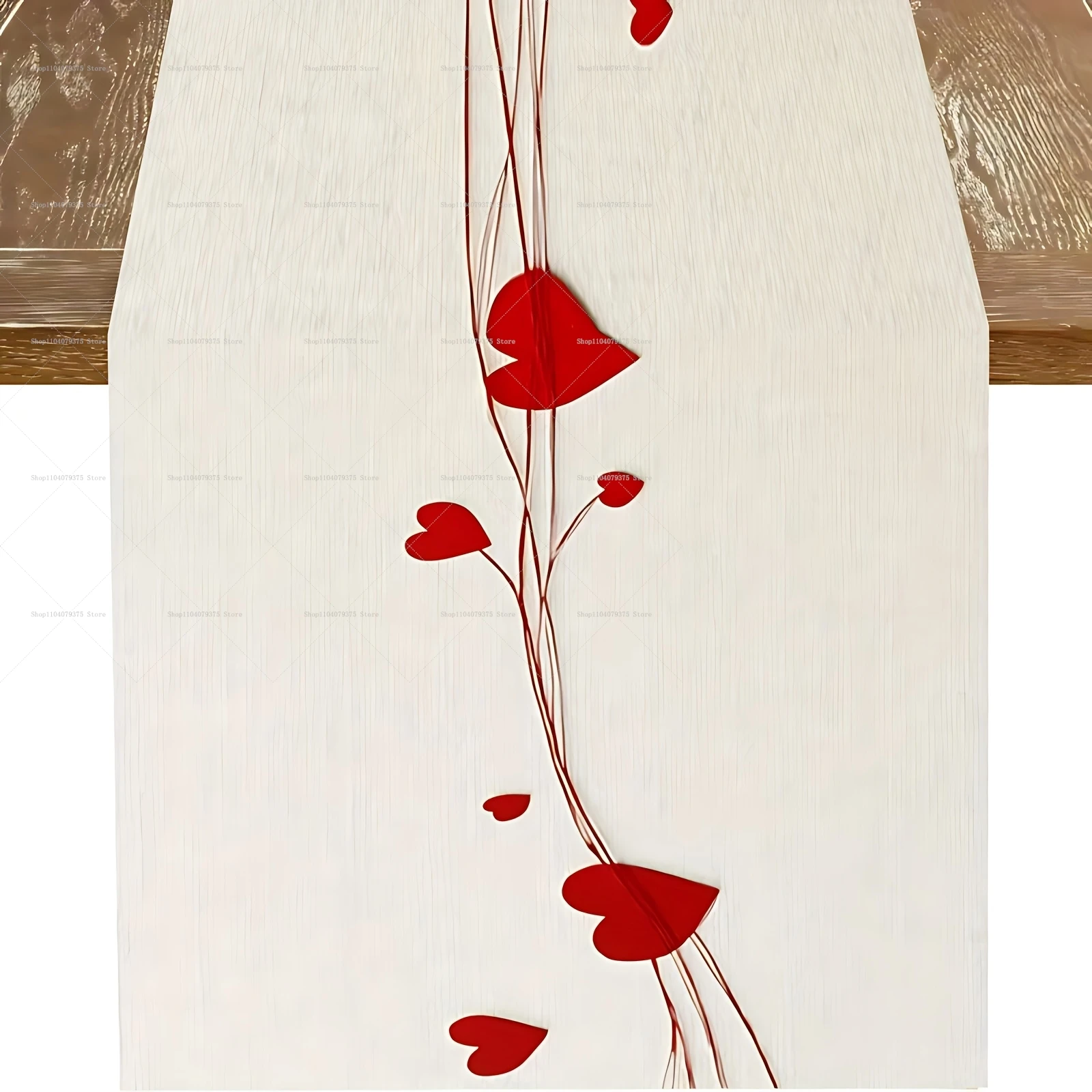 Chemin de table blanc élégant et cœur rouge – Image 2