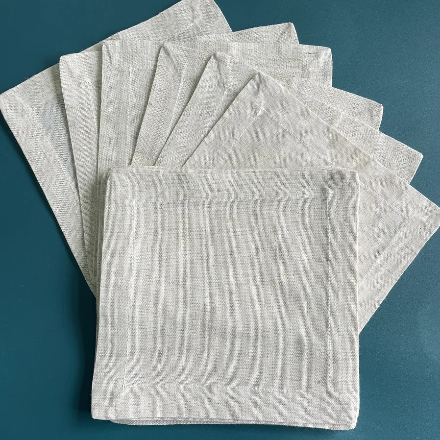Serviette de table à ourlet ajouré en coton brodé – Image 4