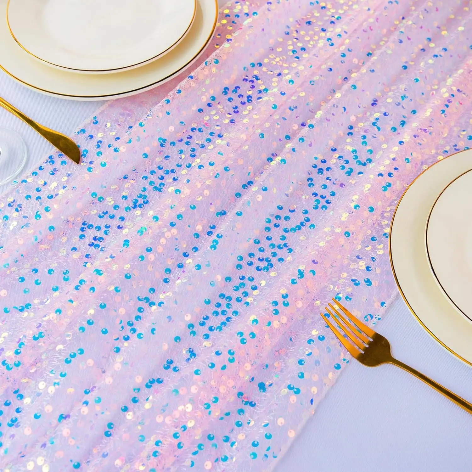 Chemin de table à paillettes irisées scintillantes – Image 3