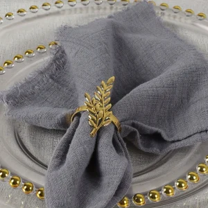Ronds de serviettes feuille de blé en métal