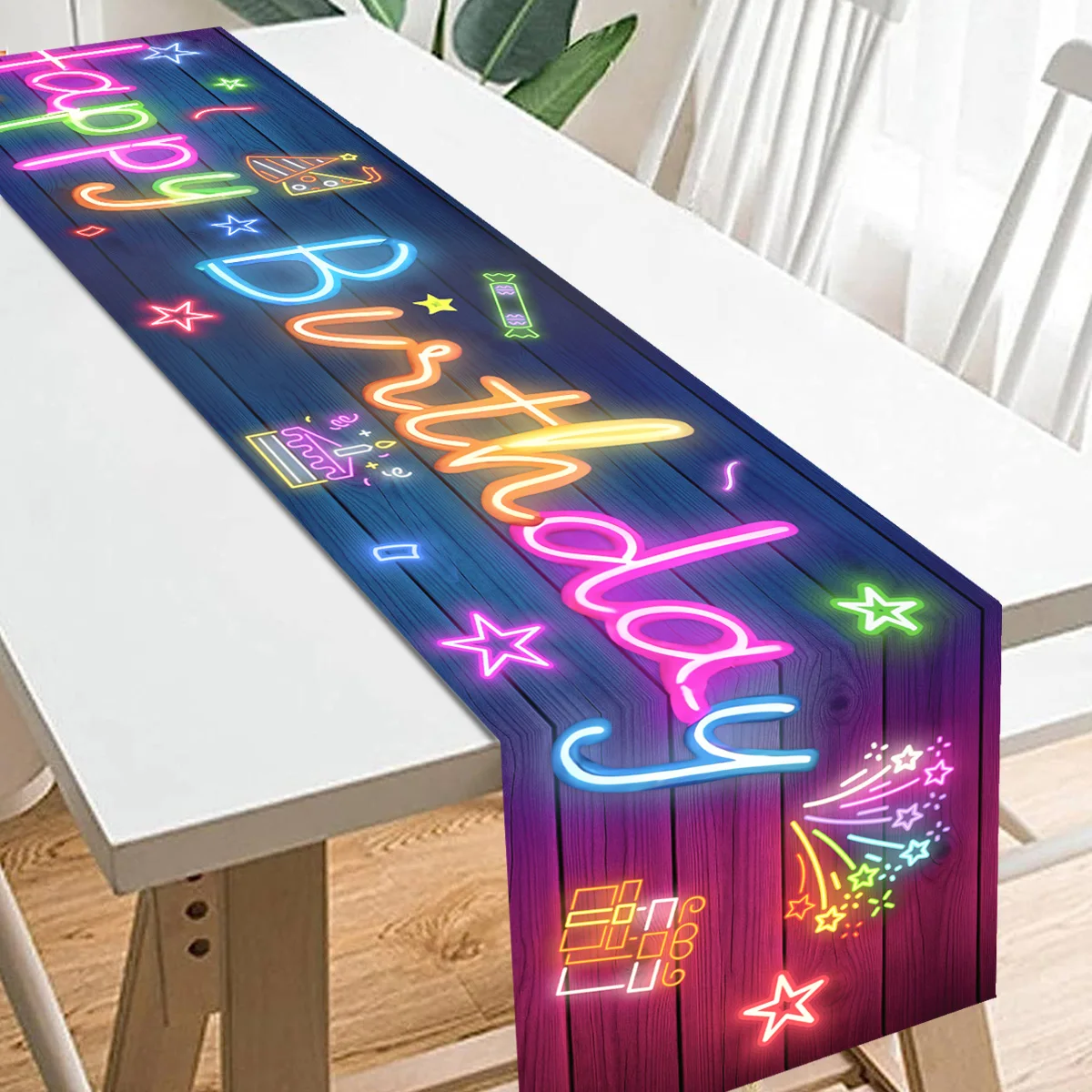 Chemin de table fluo étoiles fluorescentes – Image 2