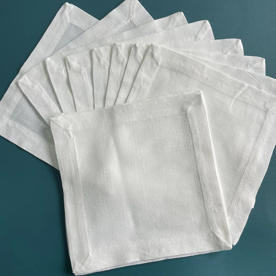 Serviette de table à ourlet ajouré en coton brodé – Image 3