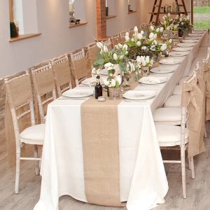 chemin de table toile de jute rond