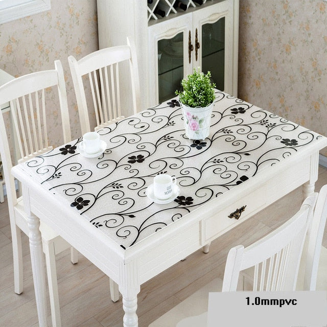 nappe transparente rectangulaire motif noir