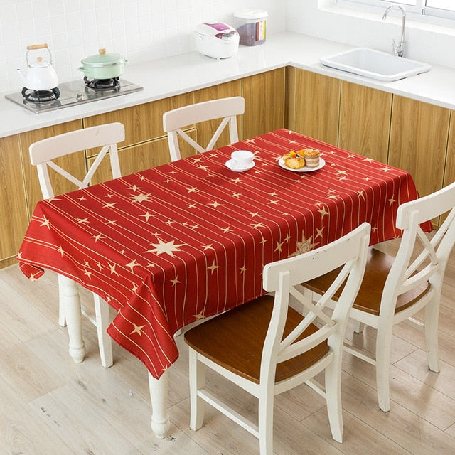 nappe de Noël rouge avec motifs blancs