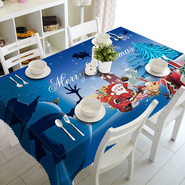 Nappe Noël Bleu élégante pour table festive