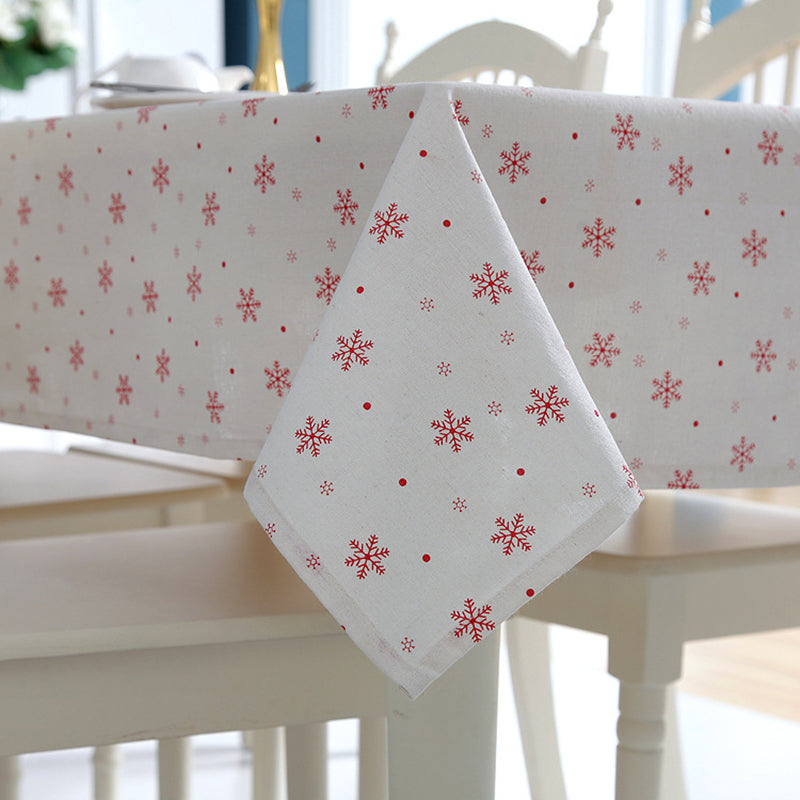 nappe noël blanche et flocon rouge