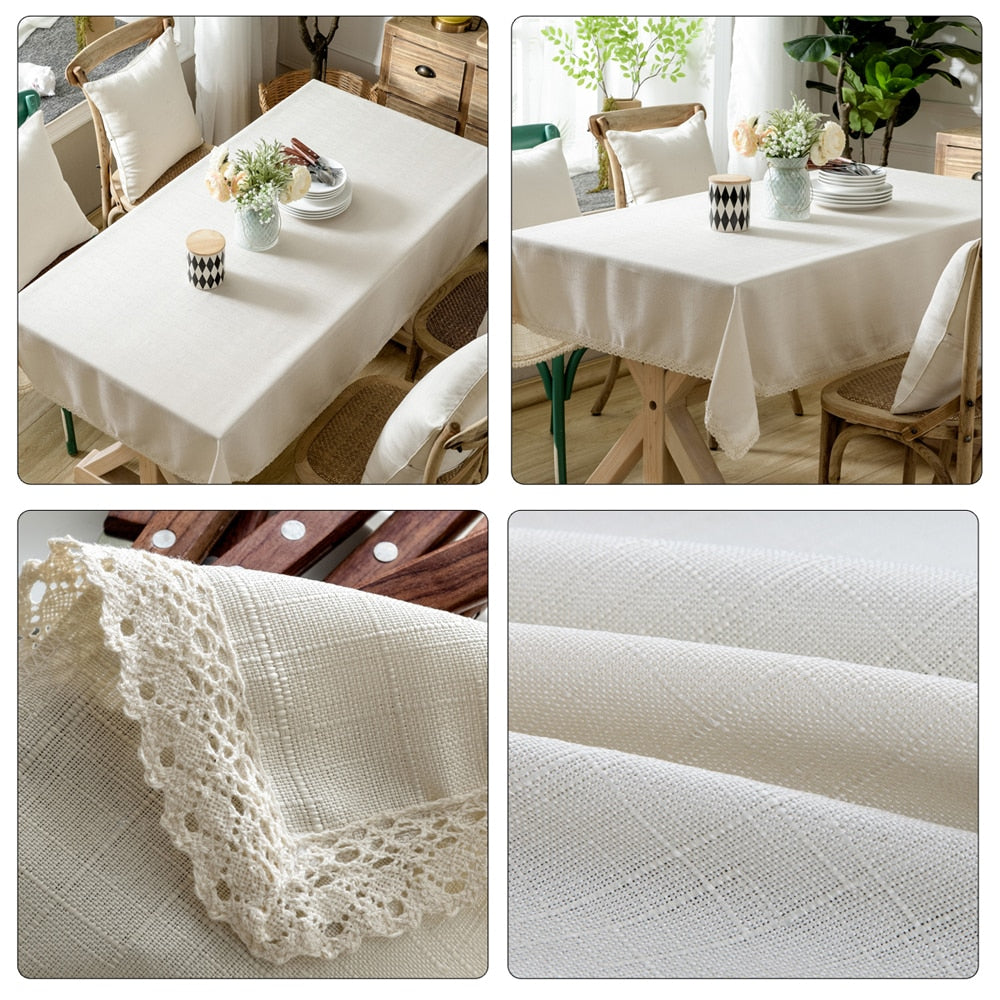 nappe de table en lin blanc