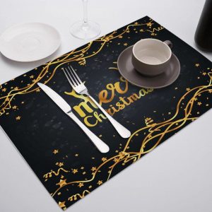 Set de Table Noir et Or