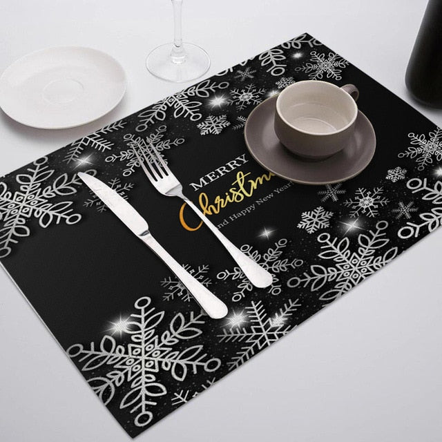 Set de Table Noël Noir et Argenté