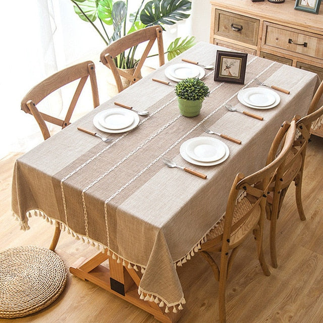 nappe rectangulaire beige en lin
