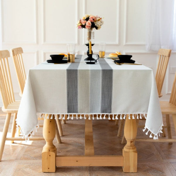 nappe rectangulaire grise en lin