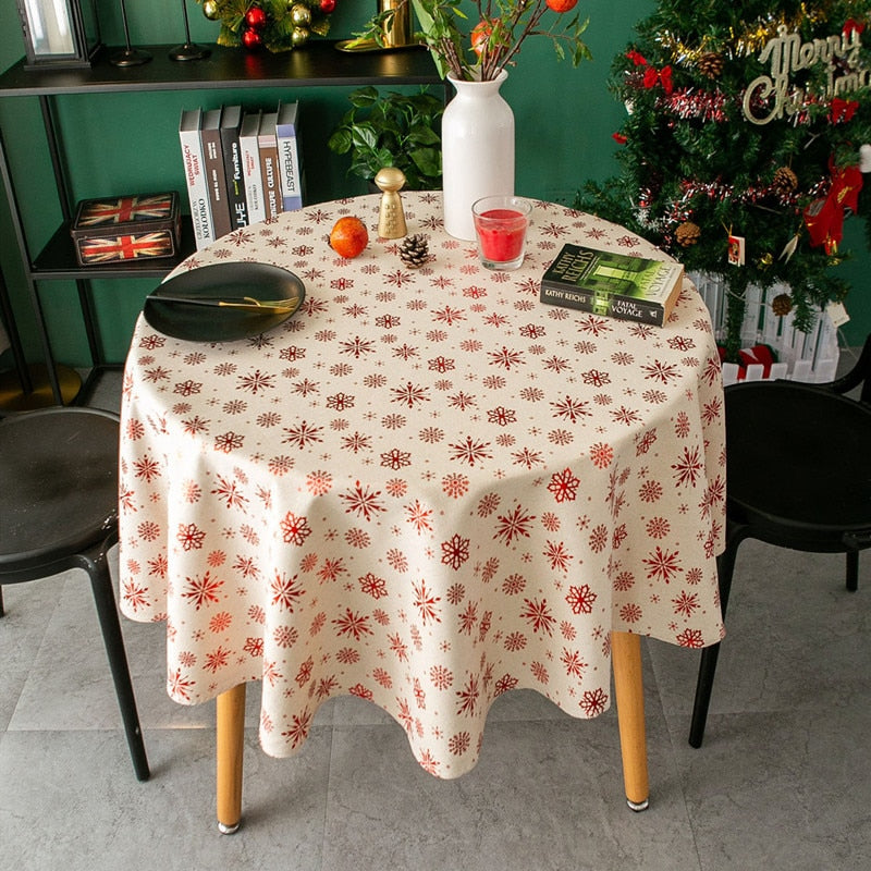 nappe de Noël ronde blanche et rouge