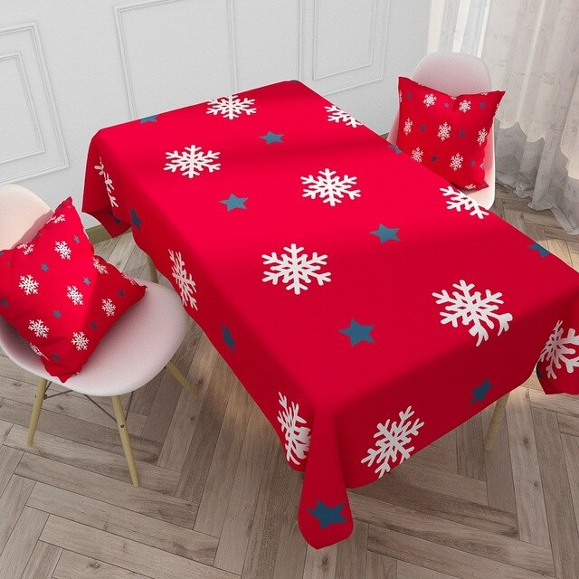 nappe rouge noël avec flocons