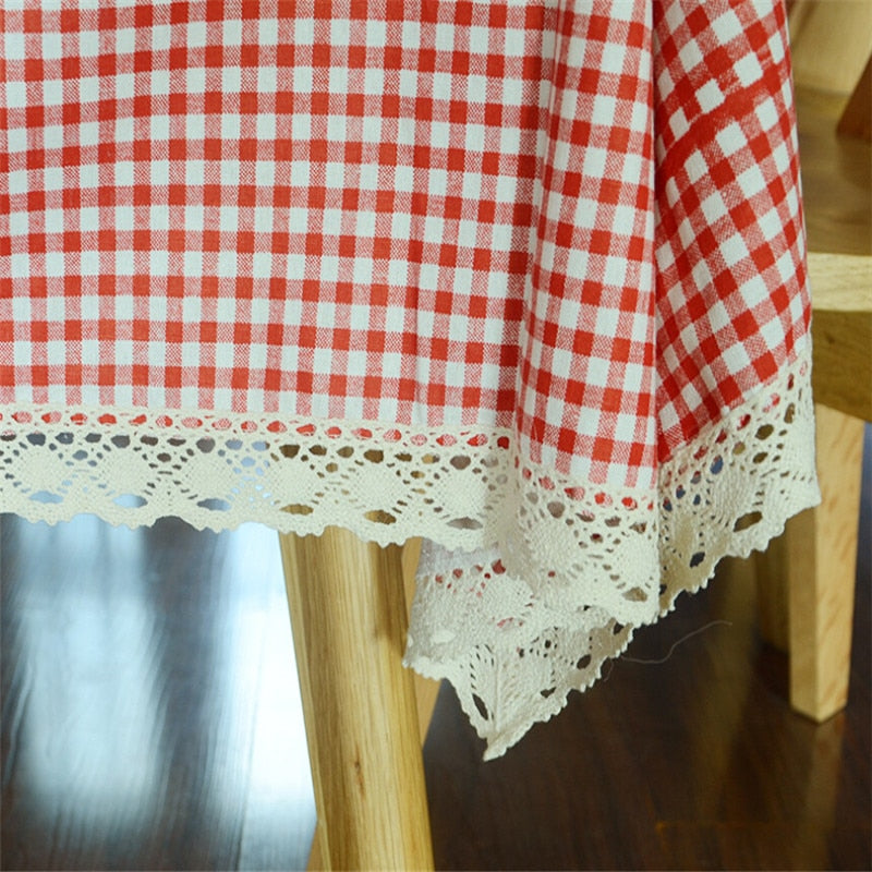nappe en lin rouge et blanche