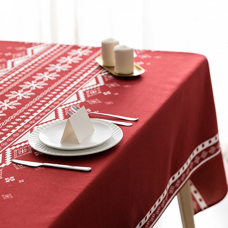 nappe de Noël festive rouge et blanche