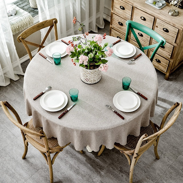 nappe ronde beige lin