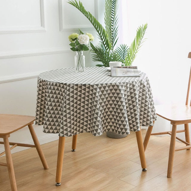 nappe ronde grise et blanche