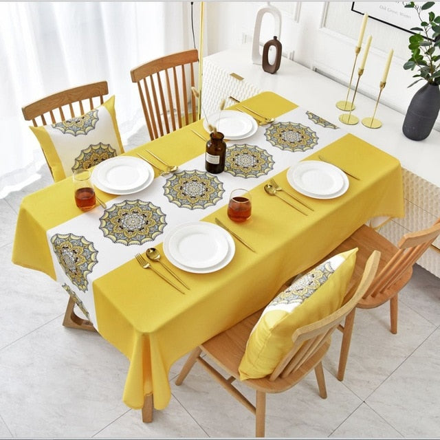 nappe rectangulaire design jaune