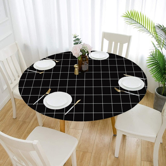 nappe ronde noir à carreaux