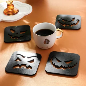 Dessous de verre tête de citrouille noir