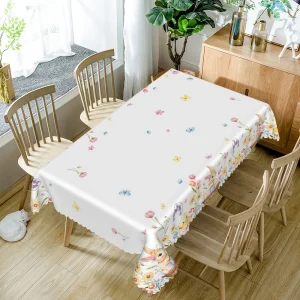 Nappe de Pâques imperméable motif petites fleurs et papillons